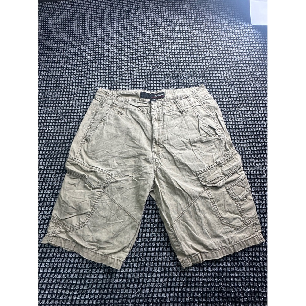 Plugg Cargo Shorts Mens 32 Khaki Great Ripstop Multi-Pocket Cotton